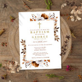 Rustiek Terracotta Boho Bloemen Modern Doopsel Kaart