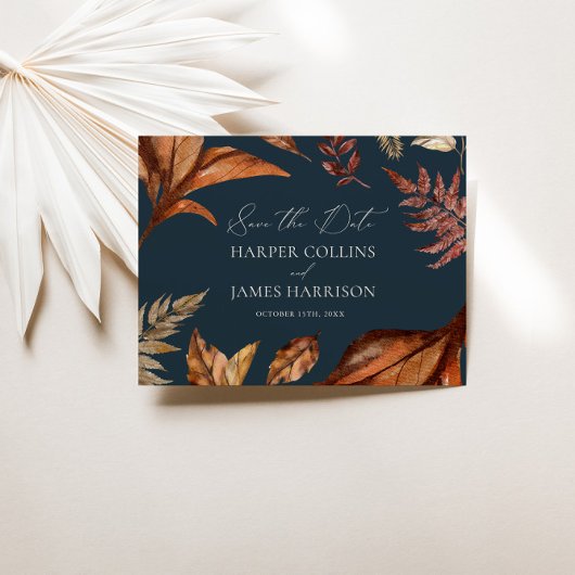 Rustiek Terracotta Floral Boho Navy Bruiloft Save The Date