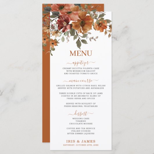 Rustiek Terracotta Verbrand Sinaasappel Bloemen Tr Programma (Voorkant / Achterkant)