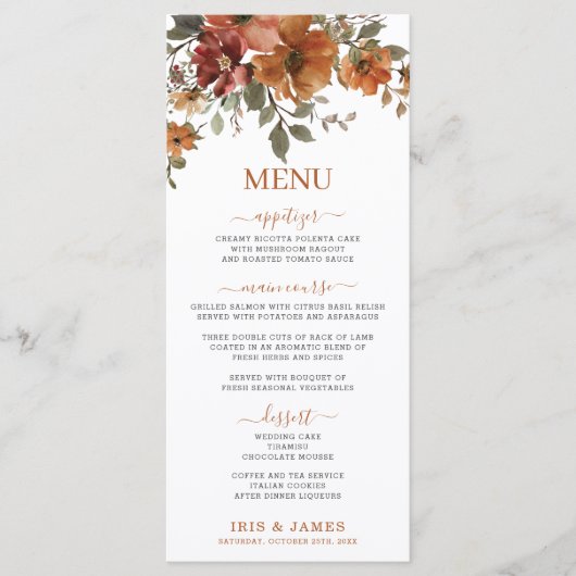 Rustiek Terracotta Verbrand Sinaasappel Bloemen Tr Programma (Voorkant)