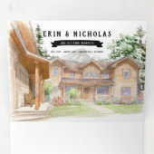 Rustiek Teton gebergte | Geïllustreerde bruiloft Drieluik Uitnodiging (Binnenzijde eerst)