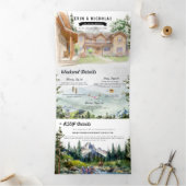 Rustiek Teton gebergte | Geïllustreerde bruiloft Drieluik Uitnodiging (Binnen)