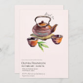 Rustiek, theefeest baby shower kaart (Voorkant / Achterkant)