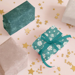 Rustiek Turquoise & Beige  Sneeuwvlok Xmas Inpakpapier Vel