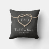 Rustiek Tying the Knot Bruiloft Kussen (Achterkant)