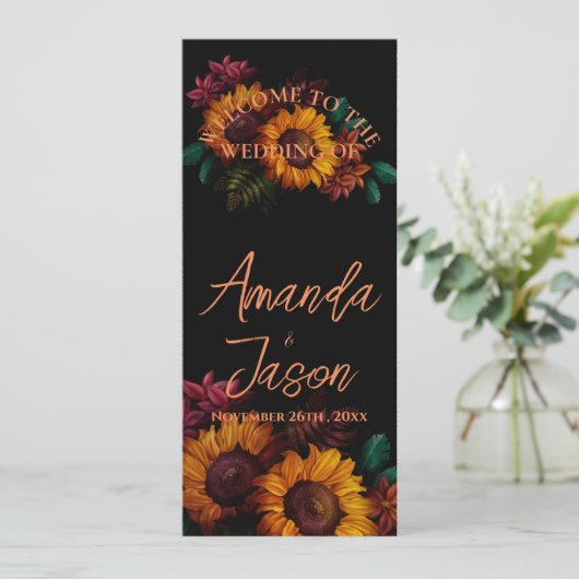  rustiek verbrand Sinaasappel bloemen bruiloft pro Kaart (Staand voorkant)