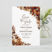 Rustiek Verbrand Sinaasappel Bloemen Bruiloft Save Kaart (Staand voorkant)