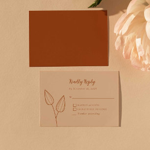 Rustiek Verbrand Sinaasappel Boho Huwelijk Elegant RSVP Kaartje