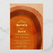 Rustiek Verbrand Sinaasappel Boog Modern Wedding Folie Uitnodiging (Voorkant)