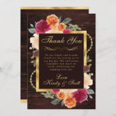 Rustiek Verbrand Sinaasappel Rode Herfst Bloemen H Bedankkaart (Voorkant / Achterkant)