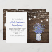 Rustiek Vergeet me Nots Mason Jar String Lights Kaart (Voorkant / Achterkant)