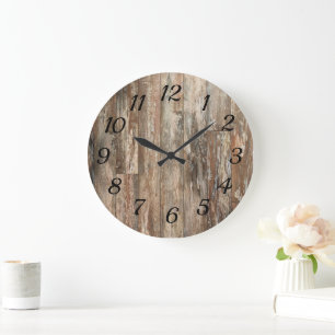 Rustiek verweerd hout decor grote klok