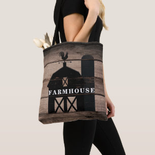 Rustiek Verweerd Hout Zwart Schuur Landelijke Boer Tote Bag