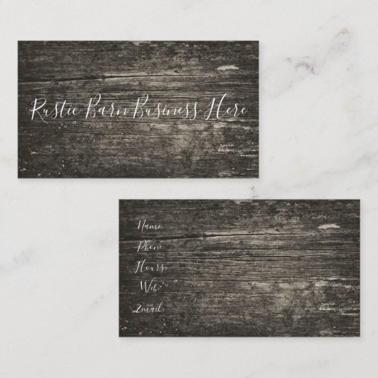 Rustiek verweerd & noodlijdend schuur hout visitekaartje (Voorkant / Achterkant)