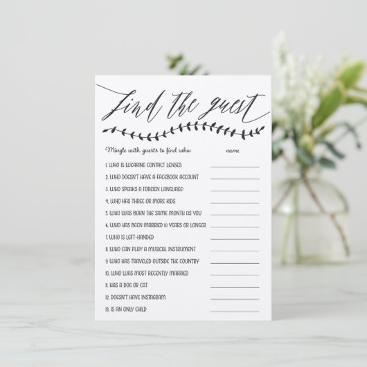 Rustiek Vind het Gast Vrijgezellenfeest Spel Informatiekaartje (Staand voorkant)