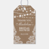 Rustiek Vrijgezellenfeest Burlap Lights Kant Dank  Cadeaulabel (Voorkant)