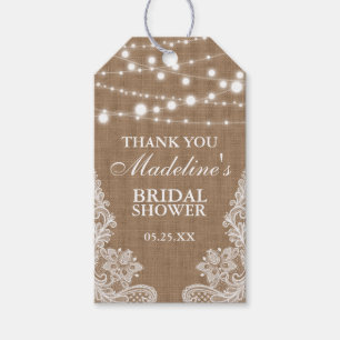 Rustiek Vrijgezellenfeest Burlap Lights Kant Dank Cadeaulabel