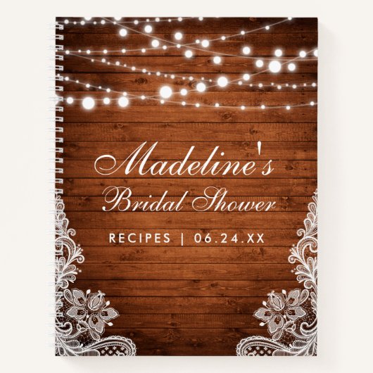 Rustiek Vrijgezellenfeest Houten Lichten Kant Rece Notitieboek (Voorkant)