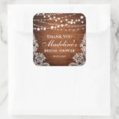 Rustiek Vrijgezellenfeest Wood String Lace Dank u Vierkante Sticker (Tas)