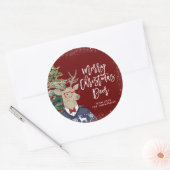 Rustiek vrolijk kersthert ronde sticker (Envelop)