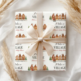 Rustiek wandelwagendorp herbergt Winter Baby showe Cadeaupapier