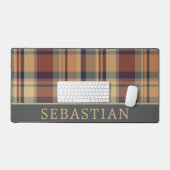 Rustiek Warm Bruin en Crème Plaid Gepersonaliseerd Bureaumat (Keyboard & Muis)