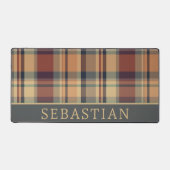 Rustiek Warm Bruin en Crème Plaid Gepersonaliseerd Bureaumat (Voorkant)
