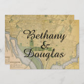 Rustiek Washington DC Kaart Uitnodiging voor het H (Voorkant / Achterkant)