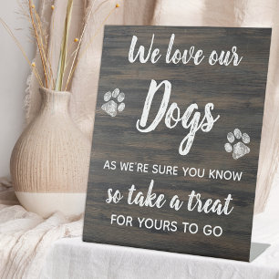 Rustiek We Love Onze Honden Biscuit Bar Bruiloft F Reclamebord Met Voetstuk