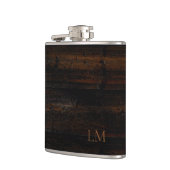 Rustiek Weathered Zwart Bruin Hout bruiloft Monogr Heupfles (Links)