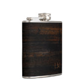 Rustiek Weathered Zwart Bruin Hout bruiloft Monogr Heupfles (Rechts)