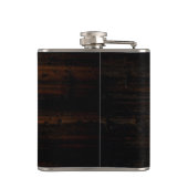 Rustiek Weathered Zwart Bruin Hout bruiloft Monogr Heupfles (Achterkant)