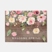 Rustiek Welkom Lente Roze Pioenen Bloemen Deurmat (Voorkant)