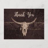 Rustiek Western Bruin Bull Skull Bruiloft Land Briefkaart (Voorkant)