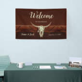 Rustiek Western Bruin Land Bull Skull Welkom Spandoek (Beurs)