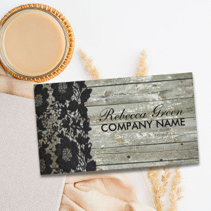 Rustiek Western Country Black Lace Barn Wood Visitekaartje