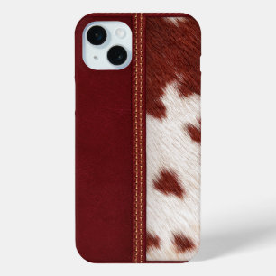 Rustiek Western gesimuleerd leder & Koeienhuid iPhone 15 Mini Hoesje