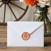 Rustiek Western Hoefijzer Custom Monogram Bruiloft Ronde Sticker