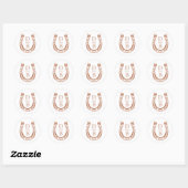 Rustiek Western Hoefijzer Custom Monogram Bruiloft Ronde Sticker (Vel)