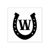 Rustiek Western Hoefijzer Monogram Rubberstempel (Afrduk)
