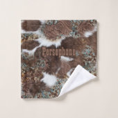 Rustiek Western Koeienhuid Bruin Leer Naam Bad Handdoek (Wasdoekje)