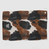 Rustiek Western Koeienhuid Patroon met Monogram Golfhanddoek (Horizontaal)