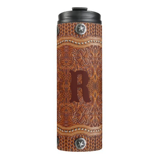 Rustiek Western Land Huwelijk Bridemaid Monogram Thermosbeker (Voorkant)