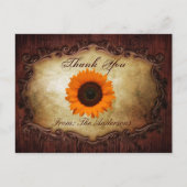 Rustiek western land Zonnebloem bruiloft Dank u Briefkaart (Voorkant)