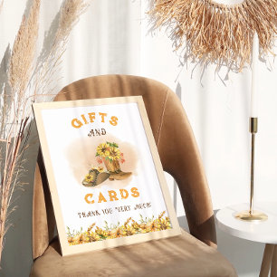 Rustiek Western Rodeo Baby shower Cadeaubordje Poster