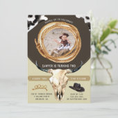 Rustiek Western Rodeo Cowboy Verjaardagsfeest Kaart (Staand voorkant)