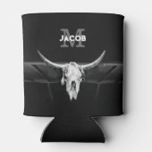 Rustiek Western Zwart-wit Bull Skull Monogram Blikjeskoeler (Achterkant)