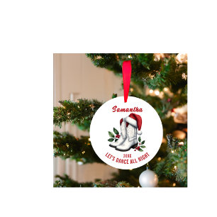 Rustiek White Country Cowboy Boots Ornament