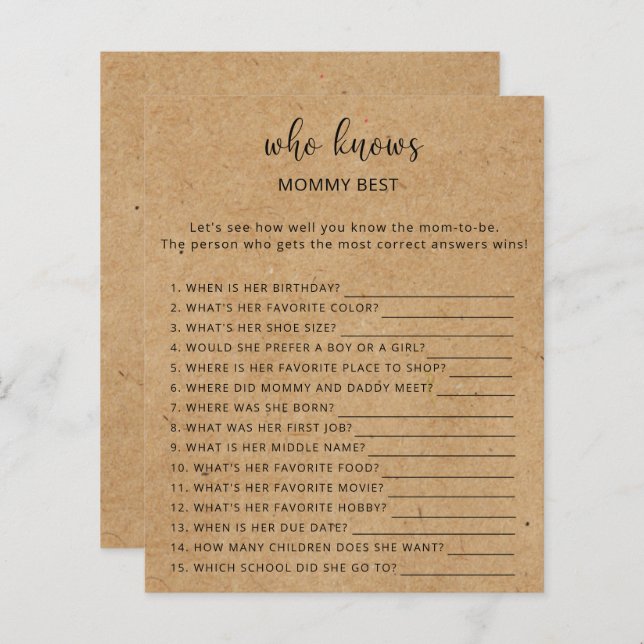 Rustiek - Wie kent mama het beste spel (Voorkant / Achterkant)