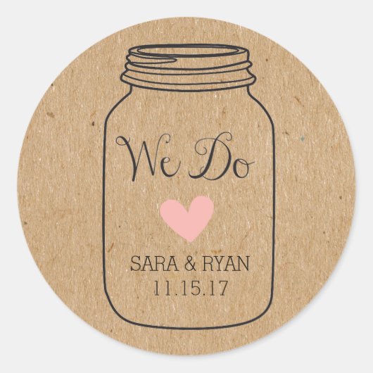 Rustiek, "Wij doen" Stickers met Mason Jar (Voorkant)